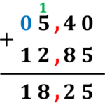 adição  e subtração  números com vírgula